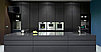 Графитовая кухня под заказ с ручкой профилем черного цвета и каменной столешницей, фото 2