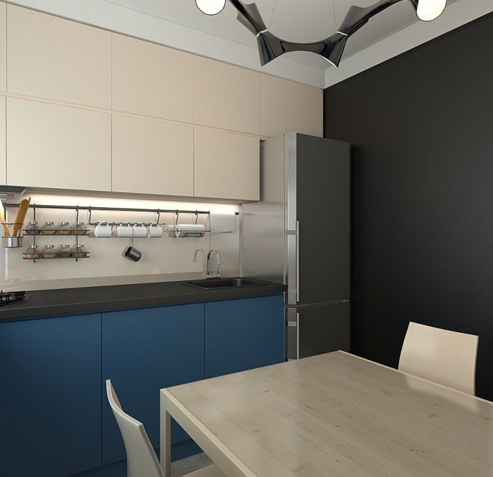 Кухня Premium BLUM-029 Крашеные синие фасады матовые