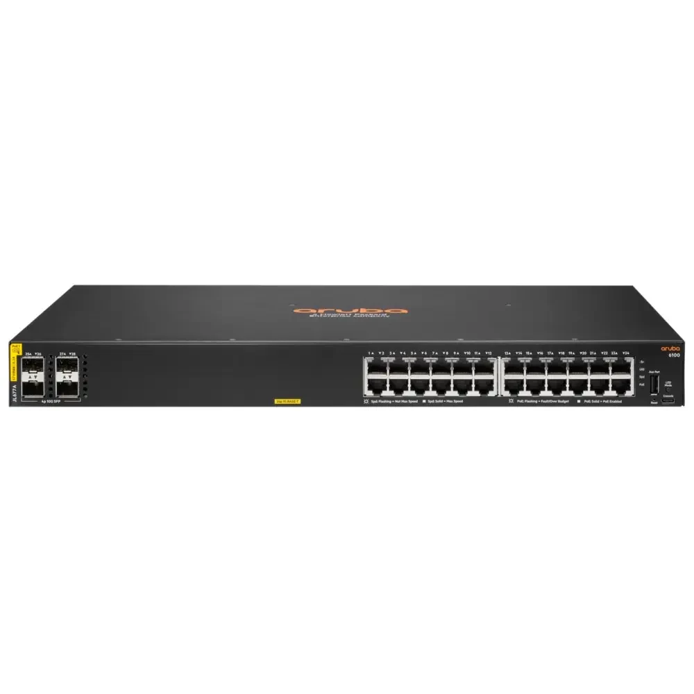 HPE JL677A Коммутатор Aruba 6100 24G Class4 PoE 4SFP+ 370W