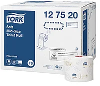 Tork туалетная бумага Mid-size в миди-рулонах мягкая Premium 2-х слойная, 90м цена за 1 шт