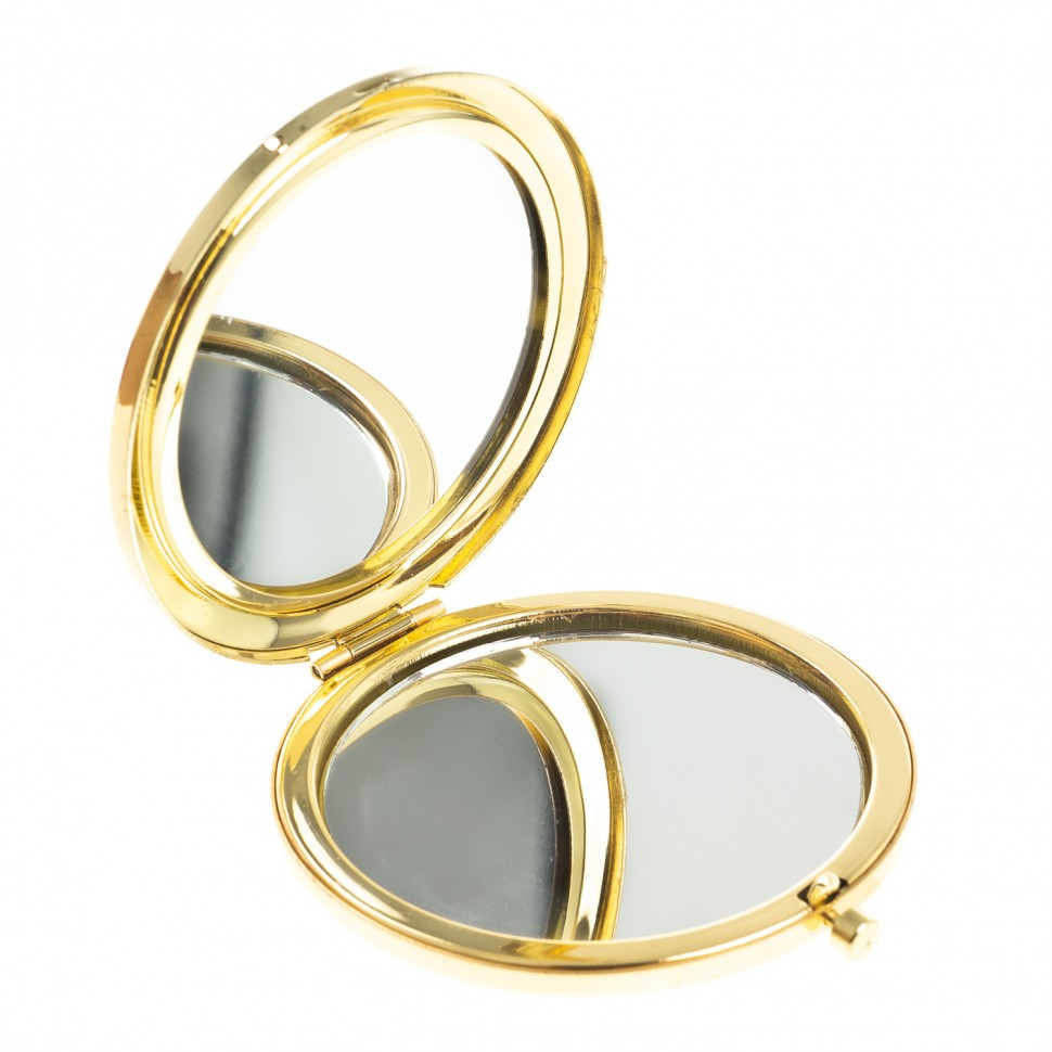 Карманное зеркальце круглое из камня оникс цвет золото в подарочной упаковке - фото 2 - id-p95545674