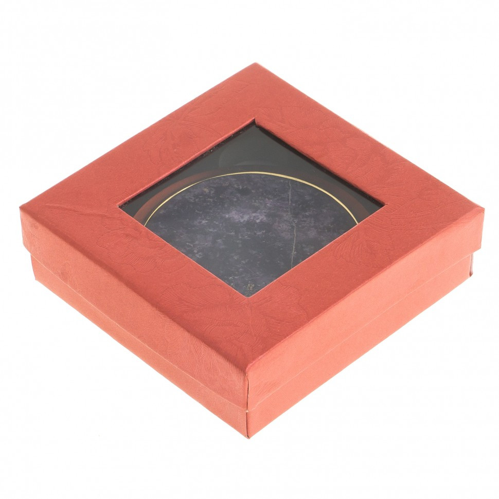 Карманное зеркальце круглое из камня флюорит цвет золото в подарочной упаковке - фото 4 - id-p95545681