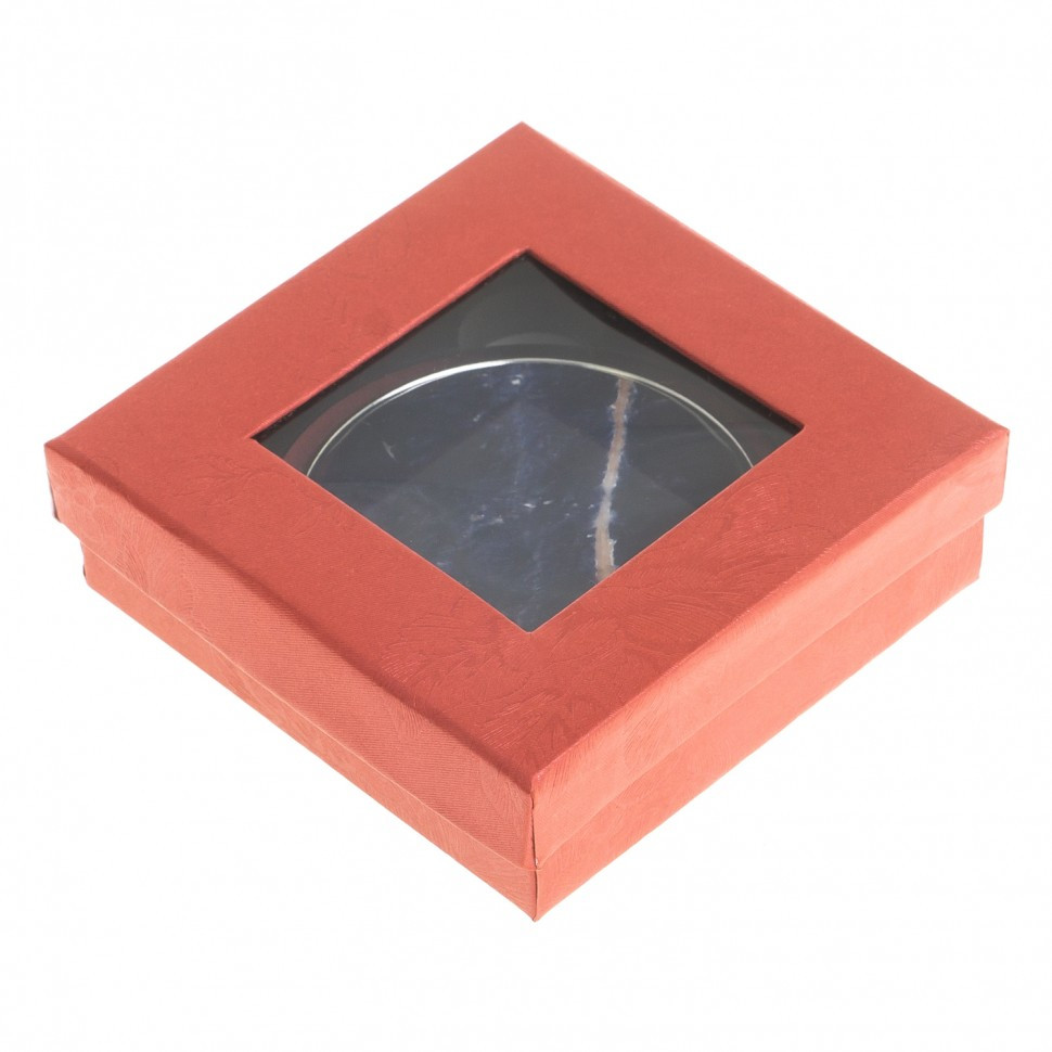 Карманное зеркальце круглое из камня содалит цвет серебро в подарочной упаковке - фото 4 - id-p95545689