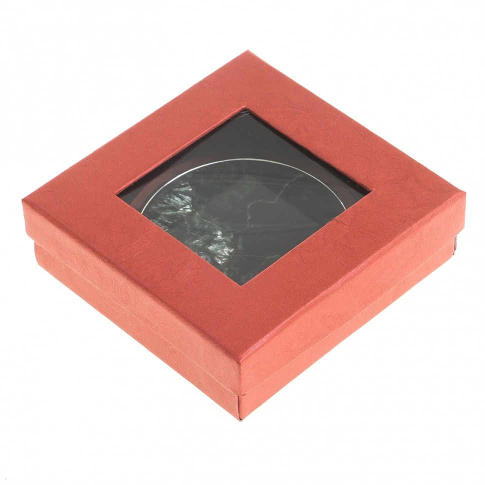 Зеркальце карманное круглое из камня серафинит цвет серебро в подарочной упаковке - фото 4 - id-p95545691