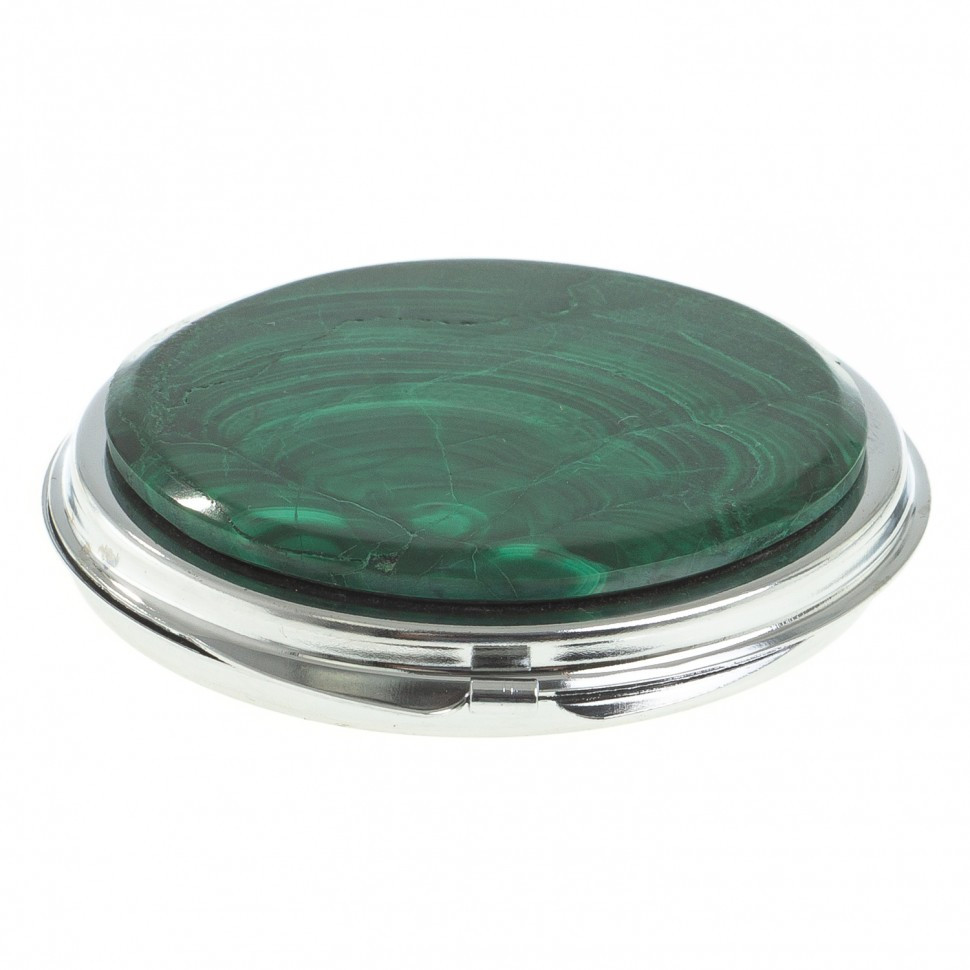 Зеркальце карманное круглое из малахита цвет серебро - фото 3 - id-p95545710