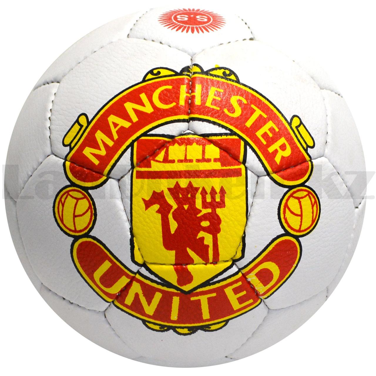 Футбольный мяч Манчестер юнайтед Manchester united 5 размер белый с красным принтом - фото 1 - id-p95542593