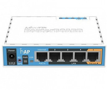 Wi-Fi точка доступа MikroTik RB951Ui-2nD  RouterBOARD hAP (5UTP 100Mbps, 1WAN, 802.11b/g/n, 1xUSB, 1
