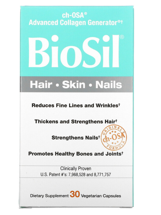 BioSil by Natural Factors, ch-OSA, улучшенный источник коллагена, 30 вегетарианских капсул