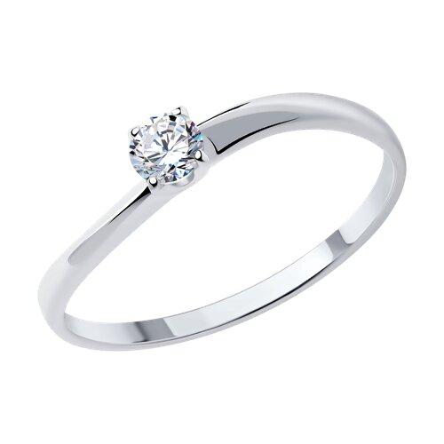 Помолвочное кольцо из серебра с фианитом SOKOLOV покрыто  родием 89010022 размеры - 17