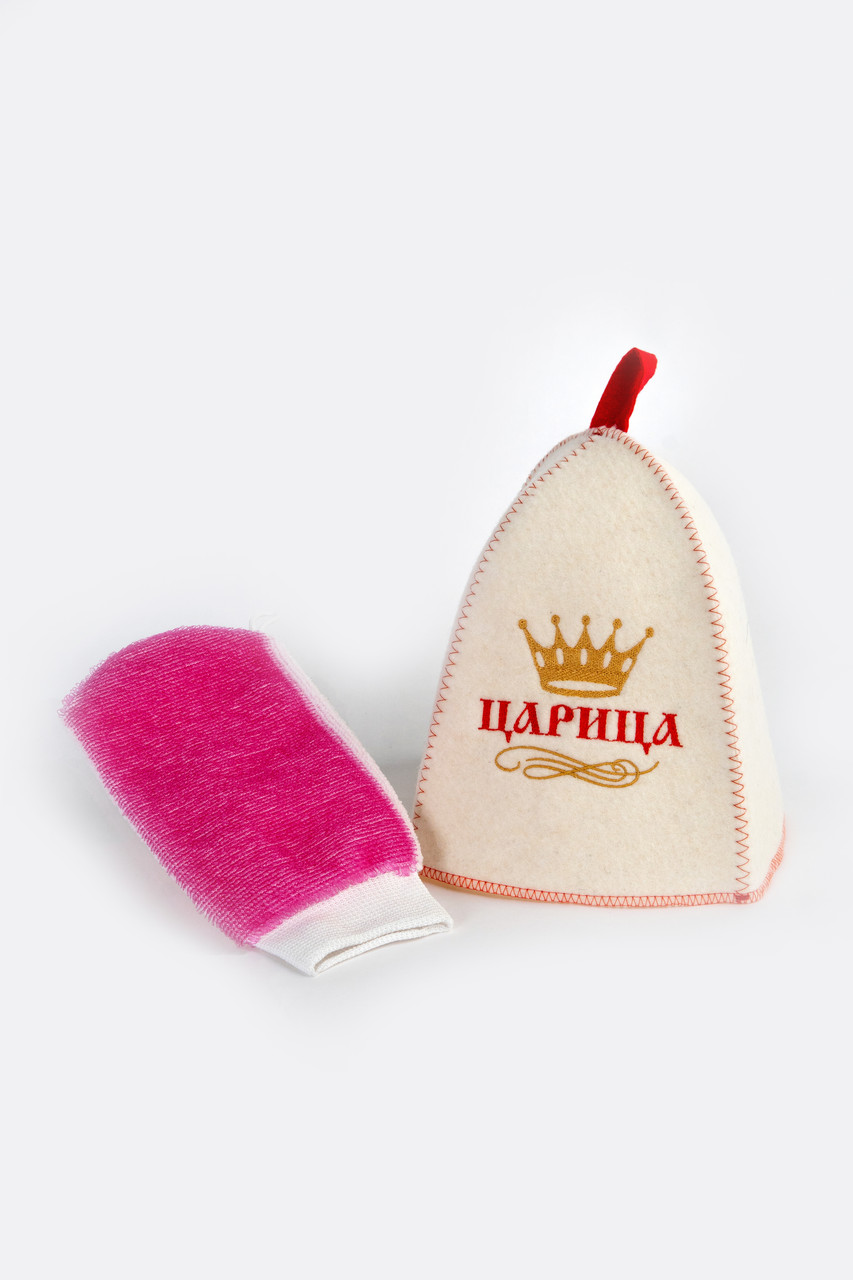 Набор д/бани подарочный "Царица бани" (шапка, мочалка)