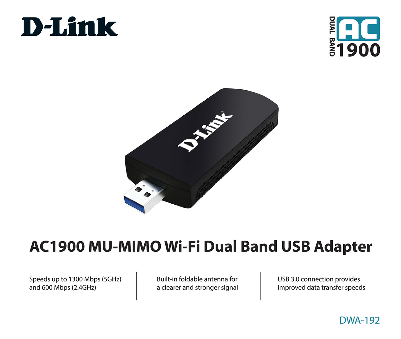 D-link DWA-192 адаптер беспроводной двухдиапазонный USB 3.0, AC1900 с поддержкой MU-MIMO - фото 5 - id-p95553634