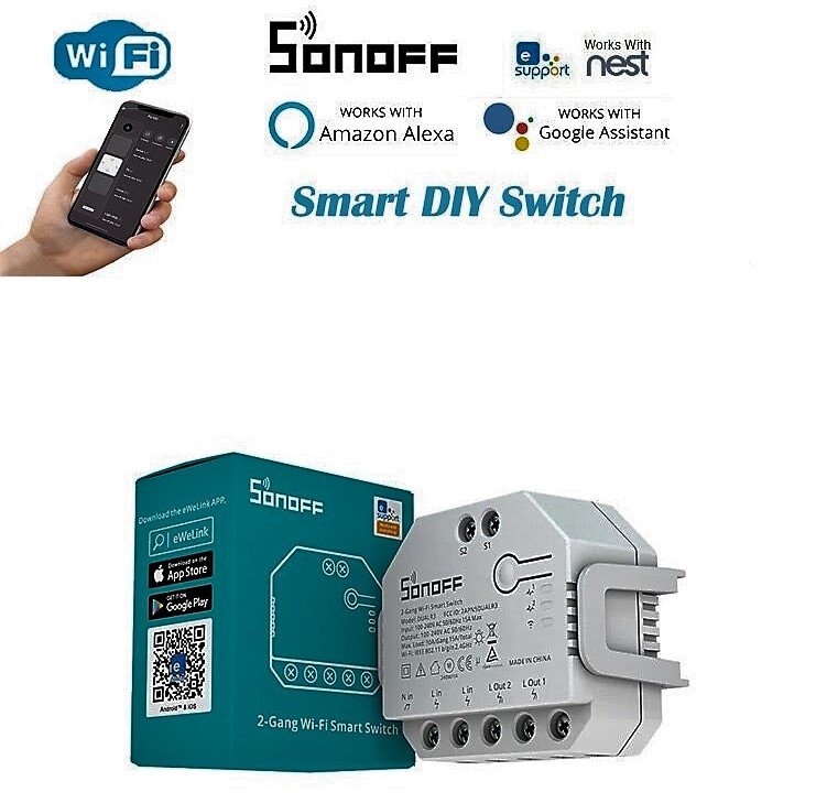 Беспроводной Wi-Fi выключатель двойной Sonoff dual R3