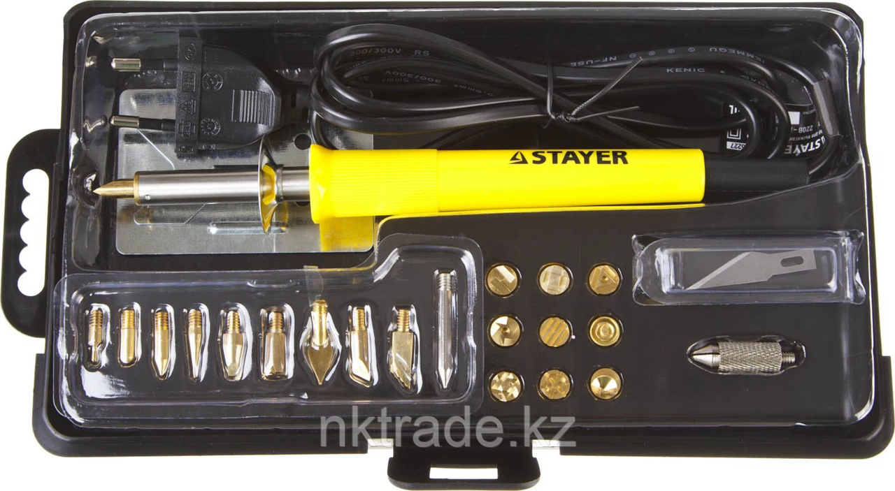 Прибор для выжигания STAYER "PROFESSIONAL", 3в1, с набором насадок 20шт, 45227 - фото 2 - id-p61498161