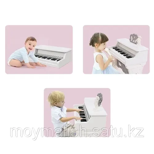Детское пианино синтезатор с микрофоном и стульчиком белое, арт. 328-30 - фото 2 - id-p95567858