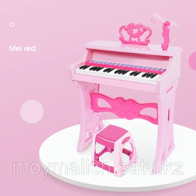 Балаларға арналған фортепиано синтезаторы микрофонмен және орындықпен қызғылт, арт. 328-30 - фото 1 - id-p95567879
