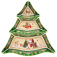 85-1750 Менажница-елка Lefard "Дед Мороз" 24х24х3 см зеленая
