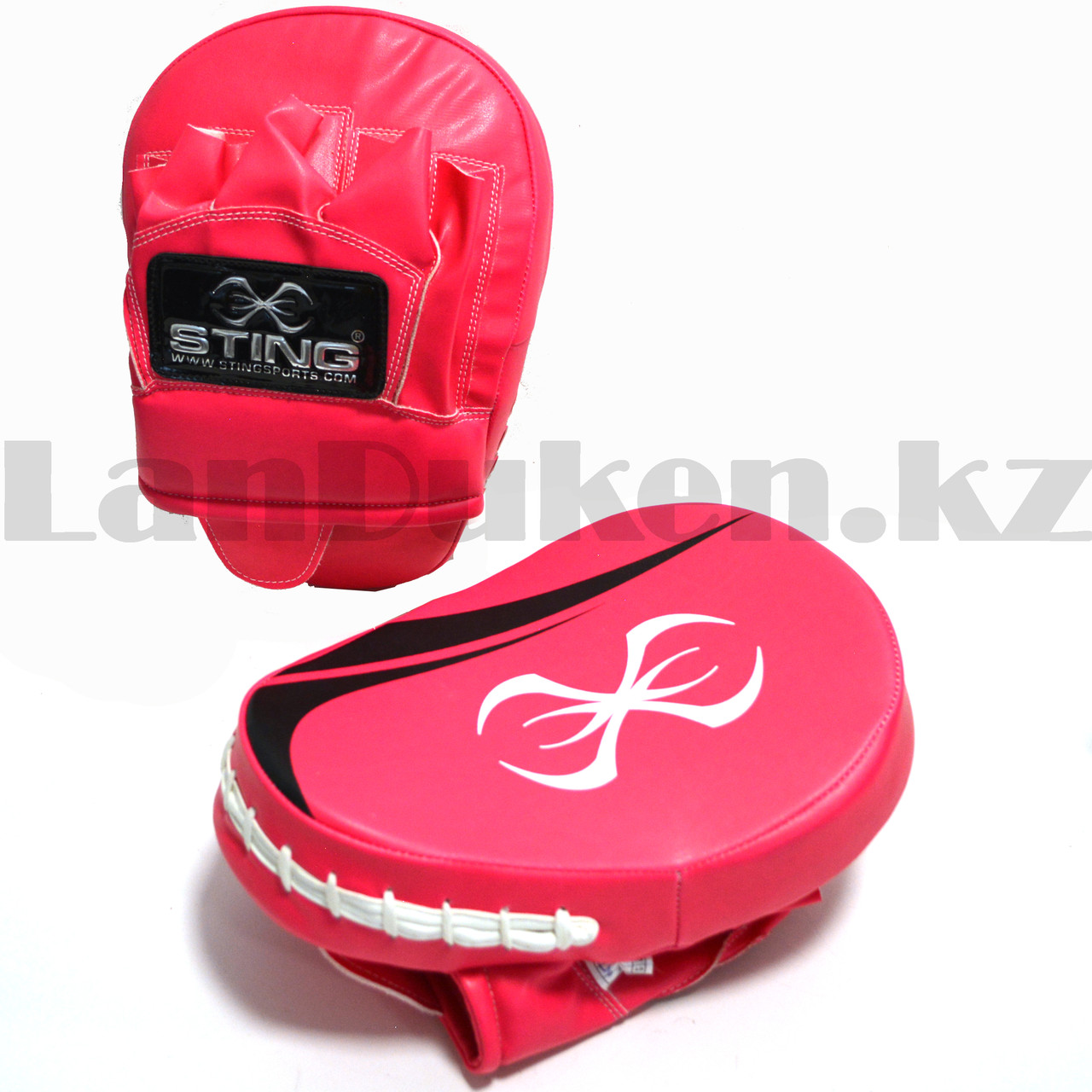 Лапа-перчатка для бокса вогнутая Sting розовая с белыми швами - фото 7 - id-p95587102