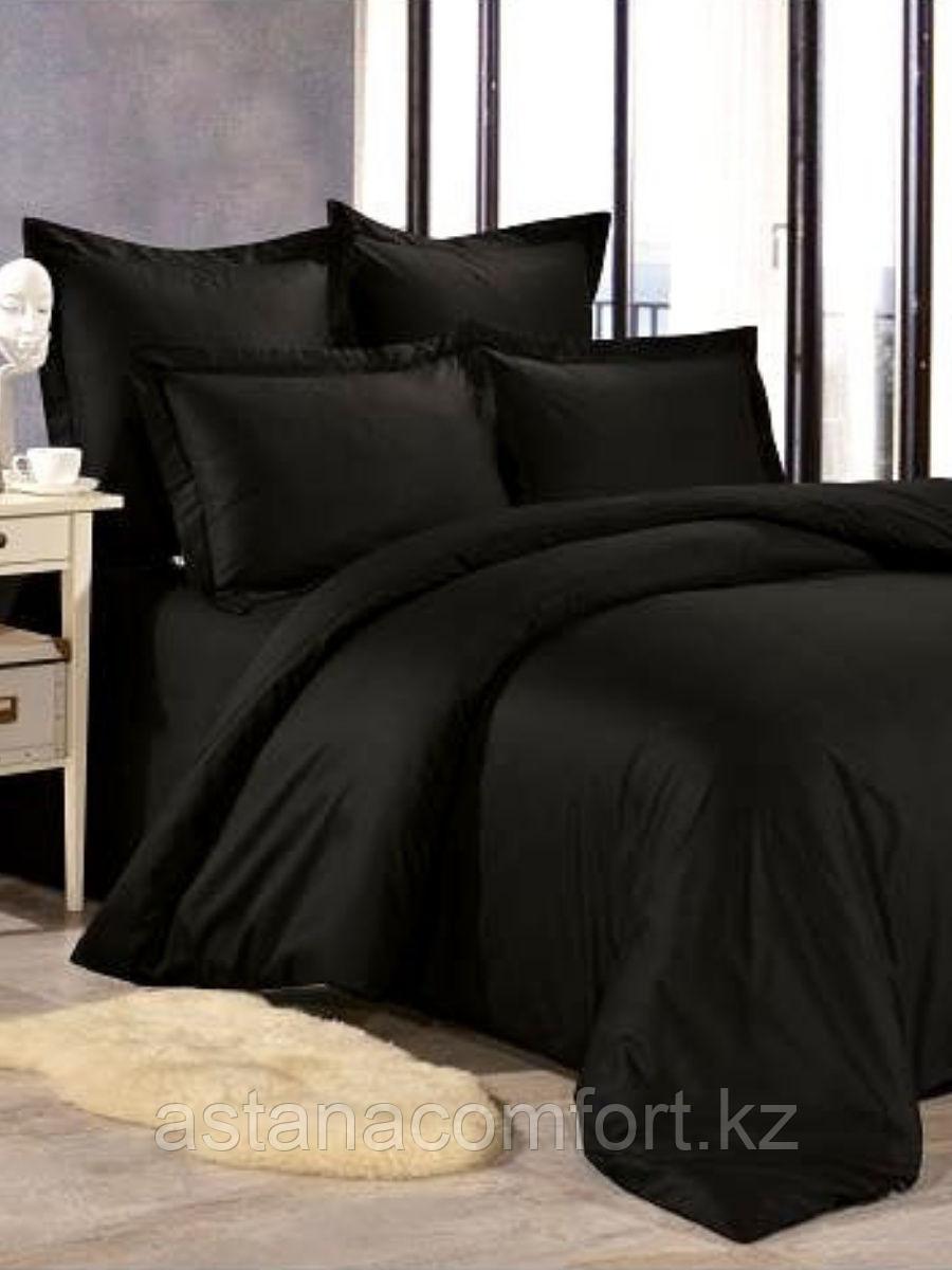 Комплект постельного белья, сатин, цвет - черный. 1,5-спальный. - фото 1 - id-p95554868