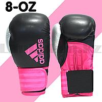 Боксерские перчатки 8-OZ черные с розовым принтом