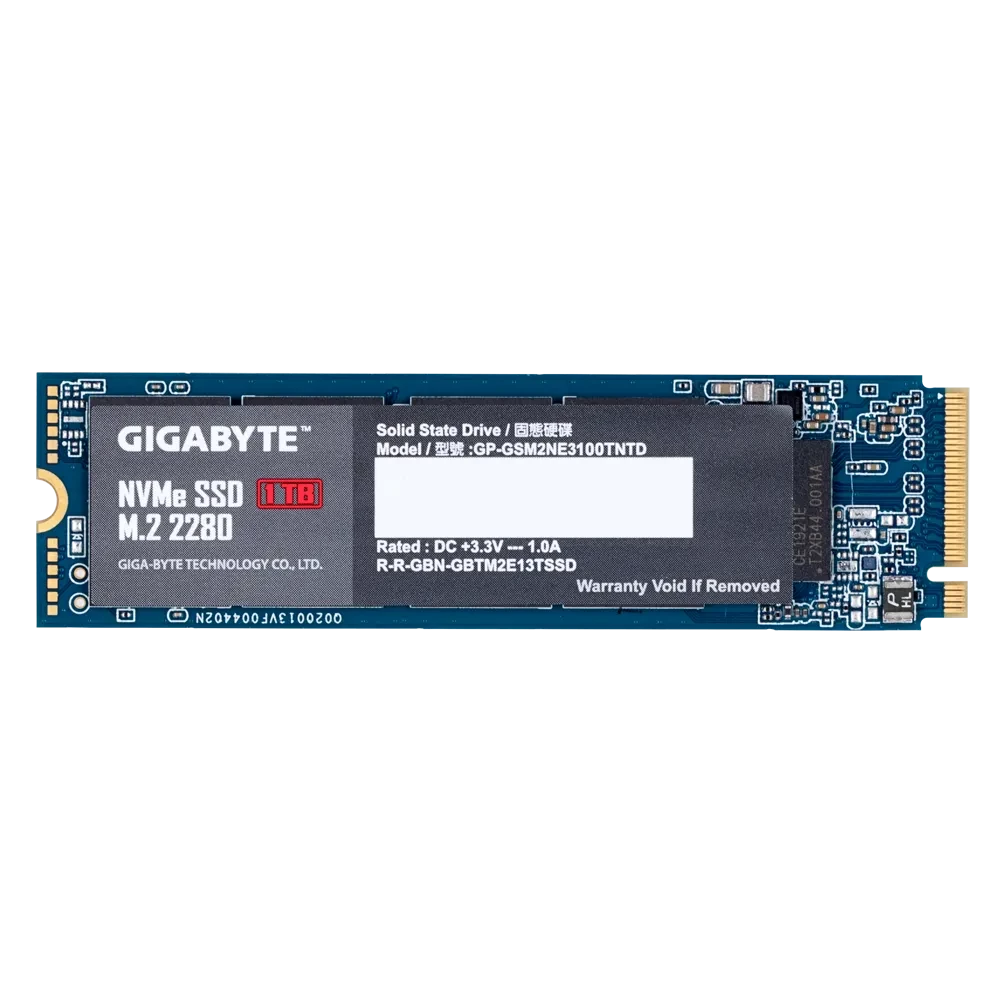 SSD 1000 Gb Gigabyte, M.2, read 2500 Мбайт/с, write 2100 Мбайт/с, PCIe 3.0, TLC