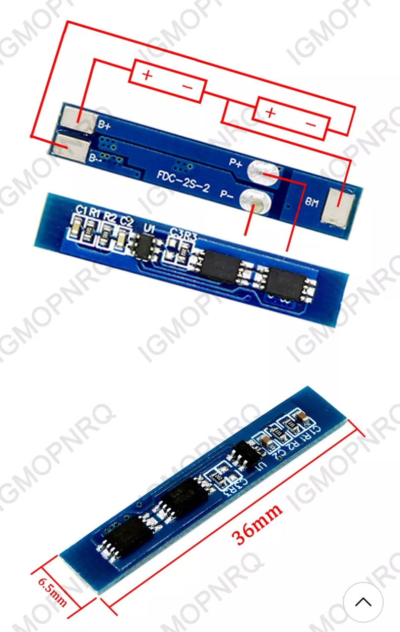 Плата ограничения заряда/разряда noBMS 2S/ 3A для литиевых батарей типа 18650 - фото 1 - id-p94694108