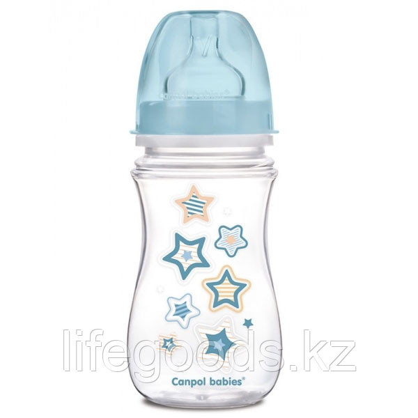 Canpol babies 250930098 Бутылочка PP EasyStart с широким горлышком антиколиковая, голубая,240 мл,3м+ - фото 1 - id-p95635691