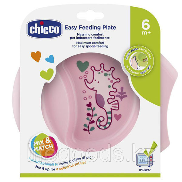 Chicco 340624045 Тарелка детская с разделителем Easy Feeding, 6мес.+, розовая - фото 4 - id-p95636850