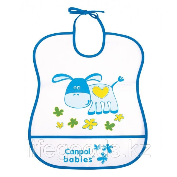Canpol babies 250930226 Нагрудник пластиковый мягкий, синий ослик