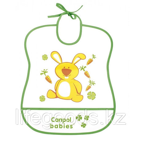 Canpol babies 250930227 Нагрудник пластиковый мягкий, зеленый зайка, фото 2