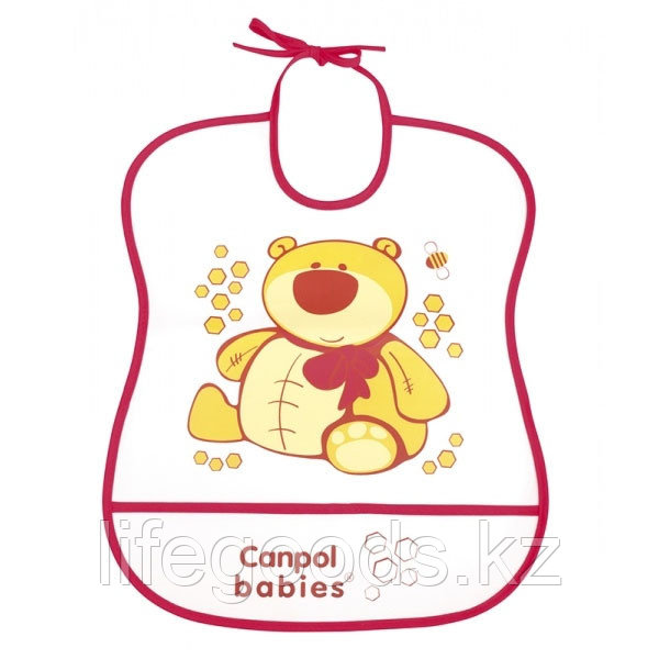 Canpol babies 250930228 Нагрудник пластиковый мягкий, красный мишка