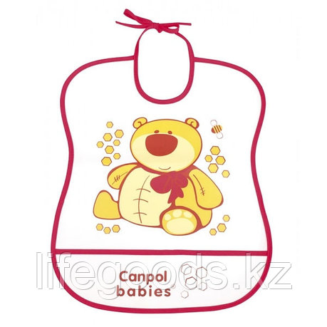 Canpol babies 250930228 Нагрудник пластиковый мягкий, красный мишка, фото 2