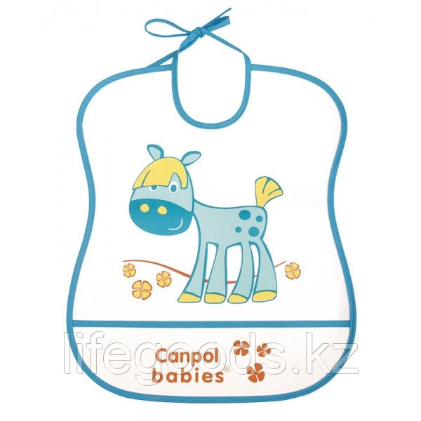 Canpol babies 250930230 Нагрудник пластиковый мягкий, бирюзовая лошадка