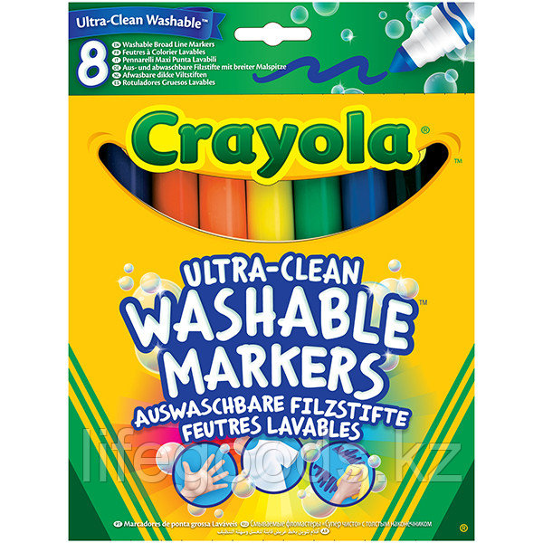 Crayola 58-8328 Смываемые фломастерыСупер чисто" с толстым наконечником, 8 шт - фото 1 - id-p95638053