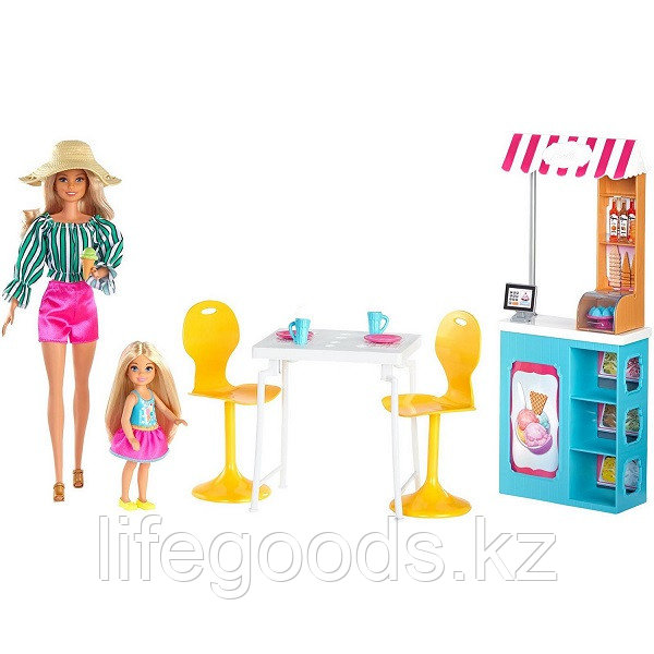 Mattel Barbie GBK87 Барби Игровой набор Магазин кафе мороженое с куклой Барби и Челси - фото 3 - id-p95638213