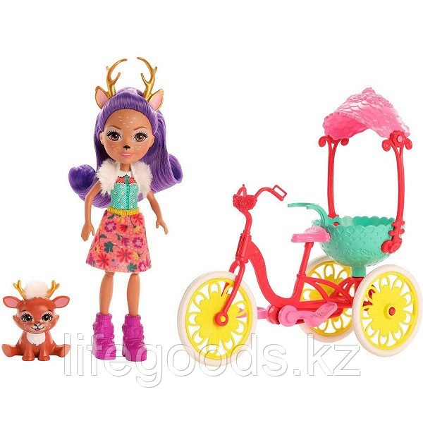 Mattel Enchantimals GJX30 Кукла Enchantimals с питомцем и транспортным средствомВелосипедисты" - фото 1 - id-p95638340