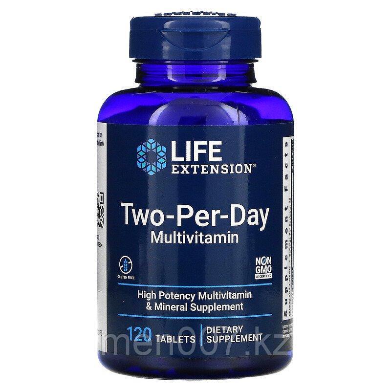 БАД  комплекс витаминов, для приема дважды в день, two per day, (120 таблеток) Life Extension