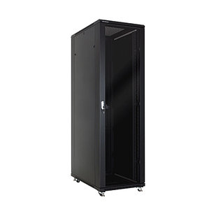 Шкаф напольный 42U, 600*1000*2000,  цвет чёрный, передняя дверь стеклянная Linkbasic