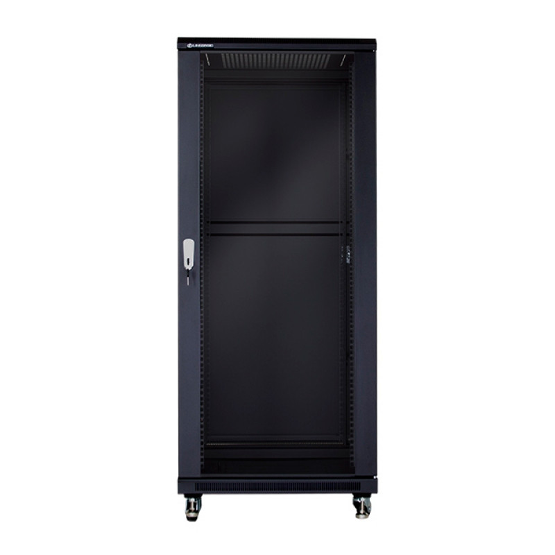 Шкаф напольный 32U, 600*600*1600, цвет чёрный, передняя дверь стеклянная, LinkBasic - фото 2 - id-p95666025