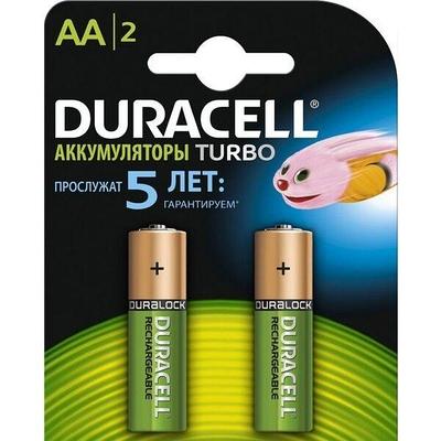 Аккумулятор Duracell Turbo AA HR6/DX1500, 2500mAh/1.2V, NiMH, в блоке 2 шт.