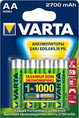 Аккумулятор Varta AA HR6, 2700mAh/1.2V, NiMH, 4шт. (5706)