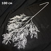 Искусственная ветка зимняя елочки белая 100 см