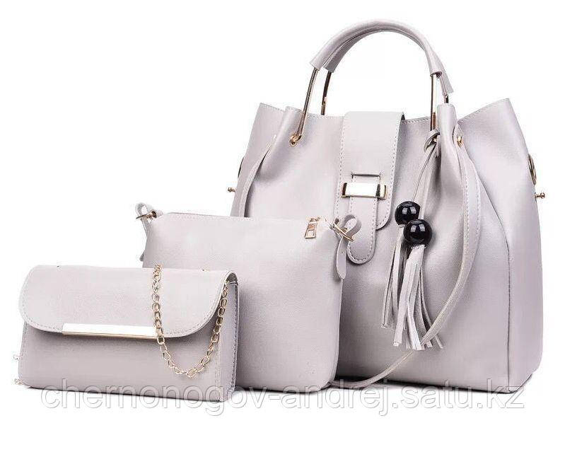 Женская сумка 3в1 Bags Ladies Shoulder Bag 3 set Серая