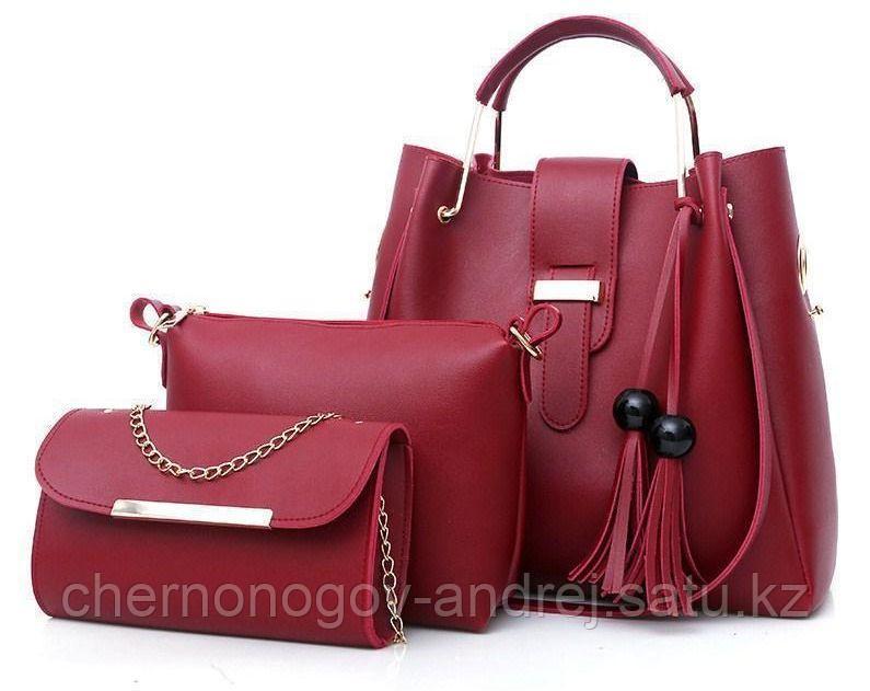 Женская сумка 3в1 Bags Ladies Shoulder Bag 3 set Бордовая
