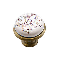 Ручка-кнопка с фарфором, бронза KF01-04 BA