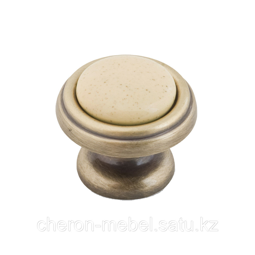 Ручка-кнопка с фарфором, оксидированная бронза KF03-05 OAB