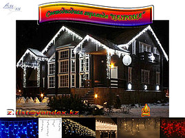 Монтаж гирлянд на фасады зданий, оформление фасадов новогодними гирляндами, фото 2