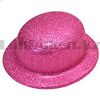 Шляпа котелок карнавальная блестящая розовая, фото 1