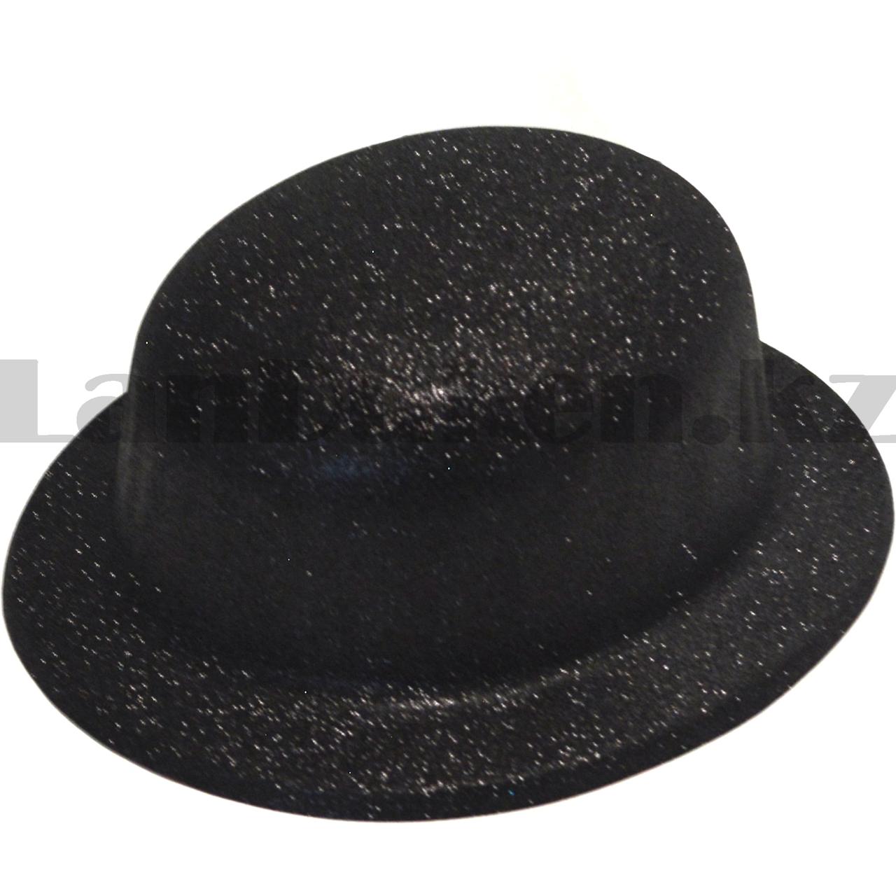 Шляпа котелок карнавальная блестящая черная