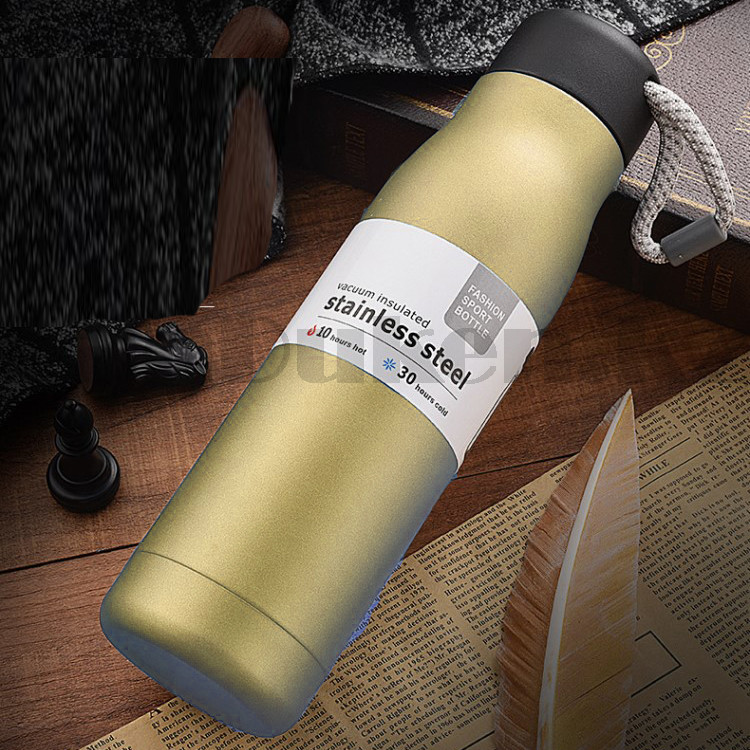 Вакуумный термос из нержавеющей стали 550 ml золотистый Fashion sport bottle - фото 1 - id-p95752965