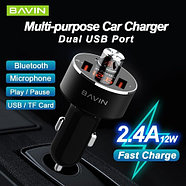 Плеер MP3 – FM-модулятор автомобильный с функцией Bluetooth hands-free BAVIN PC378 {LED, microSD, Flash,, фото 2